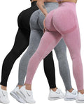 CHRLEISURE Workout Leggings Sets for Women, Gym Scrunch Butt Butt Lifting Seamless Leggings 3 Piece