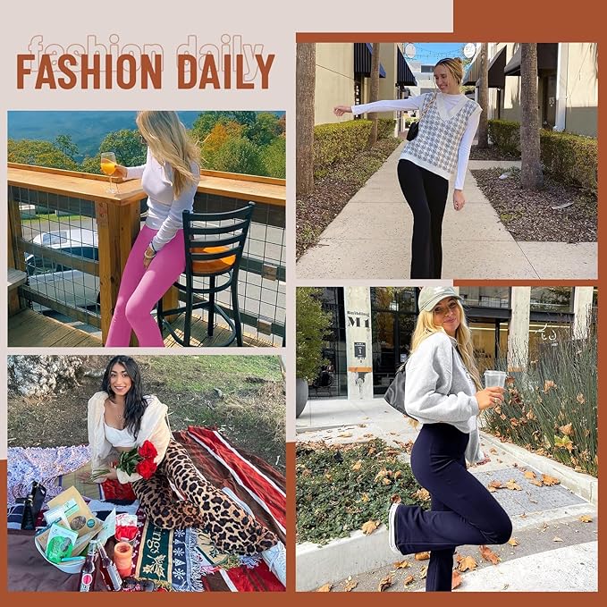 TNNZEET Black Flare Leggings for Women, Crossover Yoga Pants with Pockets Bootcut Flared Leggings