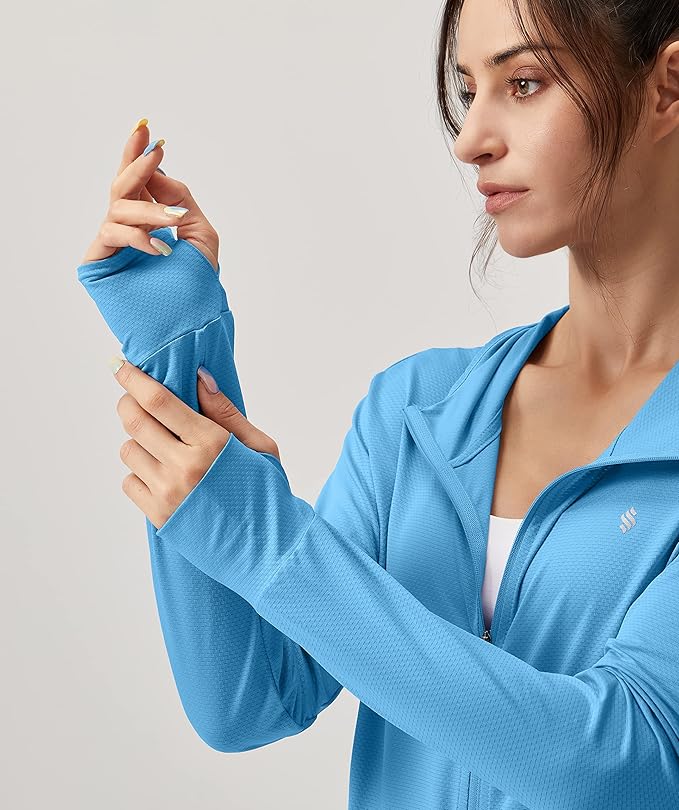Soothfeel Women's UPF 50+ Sun Protection Hoodie Jacket Lightweight Long Sleeve Sun Shirt for Women with Pocket Hiking Outdoor