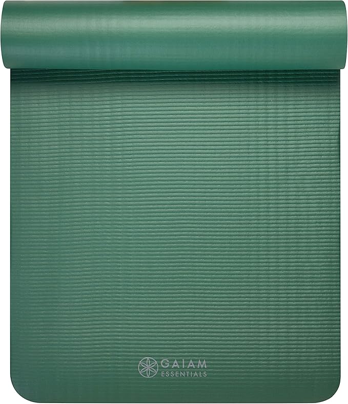 Gaiam Yoga Mat, Pilates & Exercise Mat, Thick 2/5" (10mm) Workout Mat with Easy-Cinch Carrying Strap for Home & Gym Workouts