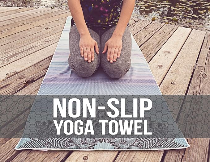 Hot Yoga Towel,Non-Slip Yoga Mat Cover,Eco-Friendly,Exclusive Pockets Cover Each Corner of The mat,Microfiber Yoga Towel,Ideal for Bikram, Hot Yoga, Pilates,or Sweaty Practice（Pride）