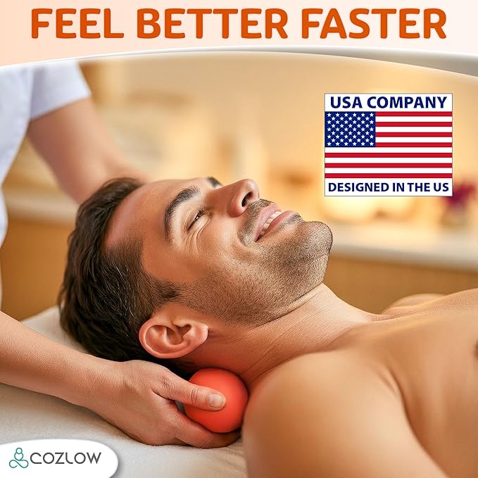 COZLOW Double Lacrosse Silicone Massage Ball - Energizing Orange - Peanut Trigger Point Roller for Mobility, Deep Tissue Therapy, Myofascial Release - Acupressure Tool for Muscle Pain Relief