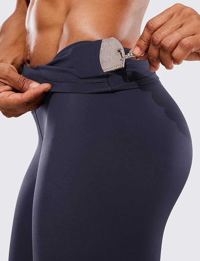 CRZ YOGA Women's Hugged Feeling Compression Leggings 25 Inches - Thick High Waisted Tummy Control Workout Pants Tights
