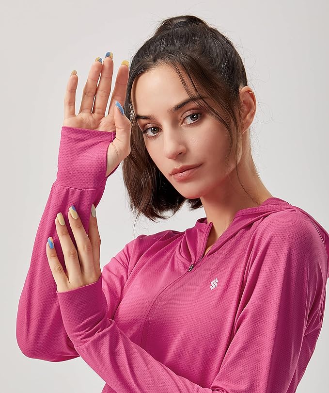 Soothfeel Women's UPF 50+ Sun Protection Hoodie Jacket Lightweight Long Sleeve Sun Shirt for Women with Pocket Hiking Outdoor