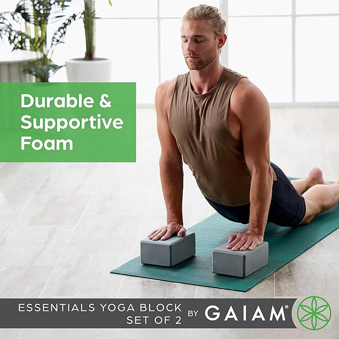 Gaiam Yoga Block - Supportive Latex-Free Eva Foam - Soft Non-Slip Surface with Beveled Edges for Yoga, Pilates, Meditation