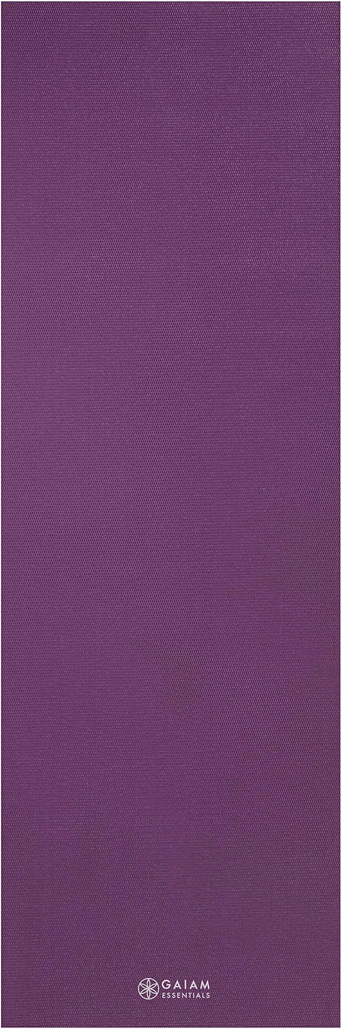 Gaiam Essentials 1/4" Thin (6mm) Yoga & Pilates, Fitness & Exercise Mat with Easy-Cinch Carrier Strap Cusion Support For Fitness and Gym Workouts