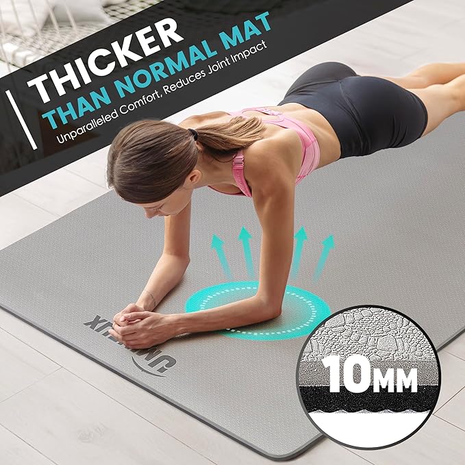 UMINEUX Large Yoga Mat for Men and Women 1/4 & 2/5 Inch Extra Thick TPE Fitness Mat for Home Gym Workout, Non-Slip, Eco Friendly Exercise Mat for Yoga, Pilates, Stretching, Meditation