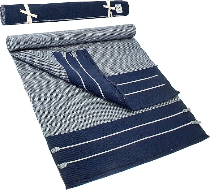 Y O Gayo Handmade Organic Yoga Mat made with 100% Organic Cotton Yoga Mat - Natural Yoga Rug for Exercise, Workout, & Fitness Rug - Hand Weaved, Washable - 74 inches X 26 Inches - multi-color