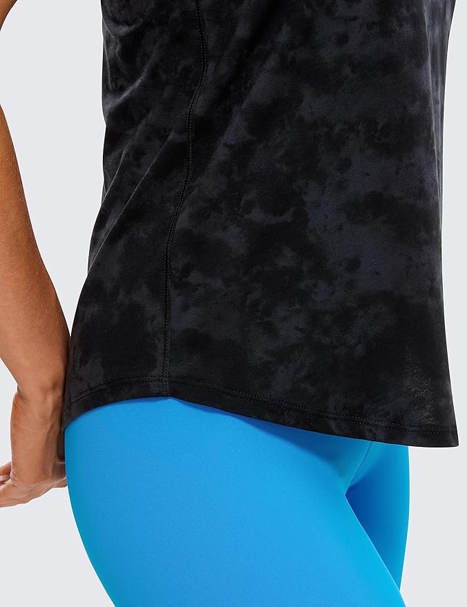 CRZ YOGA Pima Cotton Racerback Tank Tops for Women - Workout Athletic Casual Soft Scoop Neck Sleeveless Shirts