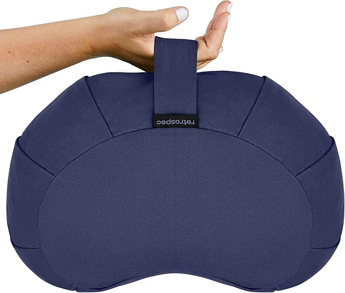 Retrospec Sedona Zafu Meditation Cushion with Buckwheat Hull Fill - Adjustable Yoga & Pilates Equipment Support - 17in Crescent Cotton Cover