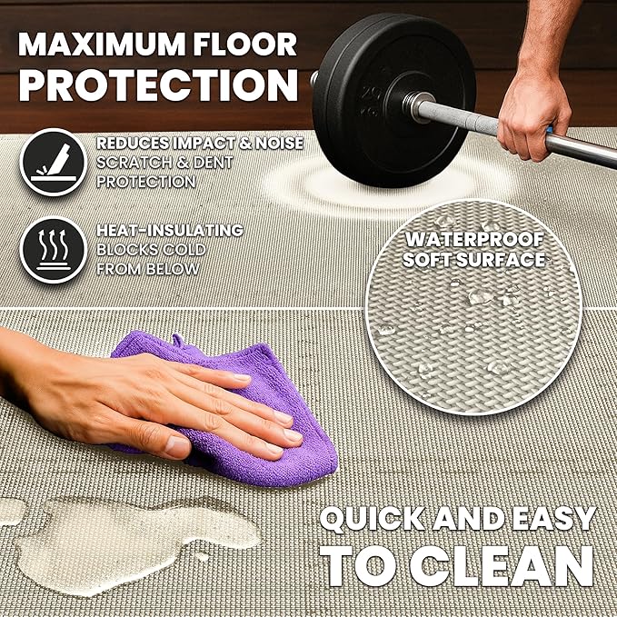 bemaxx Gym Mats Set - 18 pcs EVA Interlocking Foam Floor Tiles (12.6"x12.6"x0.4") 18sqft Protective Gym Flooring Sports Home Workout Exercise Mats Puzzle Garage Fitness Play-Room Pool Treadmill Bike