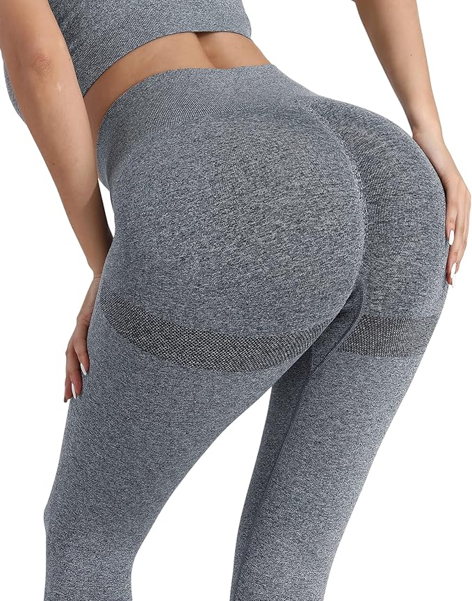 CHRLEISURE Workout Leggings Sets for Women, Gym Scrunch Butt Butt Lifting Seamless Leggings 3 Piece