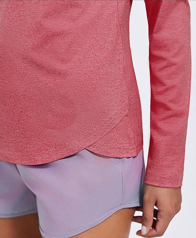 PINSPARK Workout Tops for Women Long Sleeve Athletic Shirt Quarter Zip Running Shirts Stretchy UPF 50+ Yoga Hiking Tee Top
