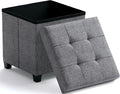 Ornavo Home Storage Ottoman with Legs, Square Cube Foot Rest Stool Seat, for Living Room, Bedroom, Home Office, Dorm - 15 x 15 x 15, Gray
