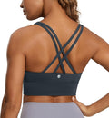 CRZ YOGA Naked Feeling Strappy Longline Sports Bras for Women - Medium Impact Criss Cross Yoga Padded Workout Crop Top