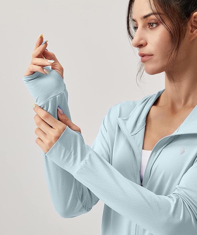 Soothfeel Women's UPF 50+ Sun Protection Hoodie Jacket Lightweight Long Sleeve Sun Shirt for Women with Pocket Hiking Outdoor
