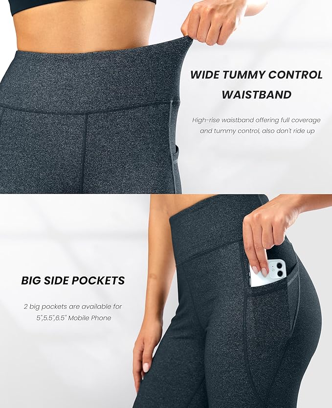 28"/30"/32"/34" Inseam Women's Bootcut Yoga Pants Long Bootleg High-Waisted Flare Pants with Pockets