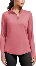 PINSPARK Workout Tops for Women Long Sleeve Athletic Shirt Quarter Zip Running Shirts Stretchy UPF 50+ Yoga Hiking Tee Top