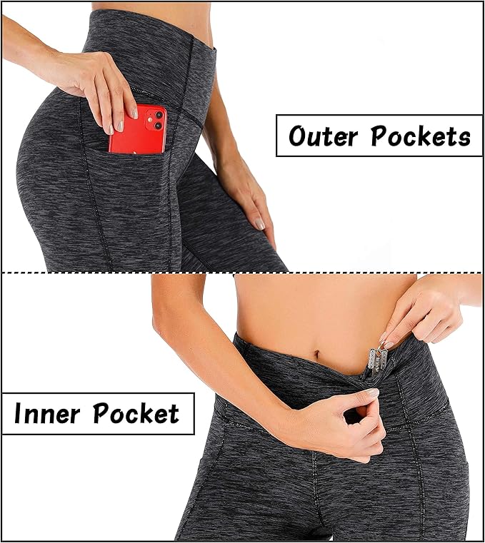 Heathyoga Capri Leggings for Women High Waisted Capri Leggings with Pockets for Women Tummy Control Yoga Pants Women