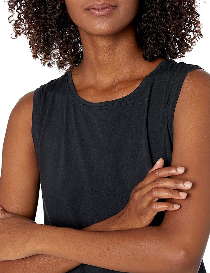 Amazon Essentials Women's Soft Cotton Relaxed-Fit Workout Tank Top (Available in Plus Size)