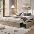 GarveeHome Full Size Wood Platform Bed Frame with 2 Storage Drawers, Wooden Bed Frame Without Headboard, Wood Slat Support, No Box Spring Needed, Easy Assembly