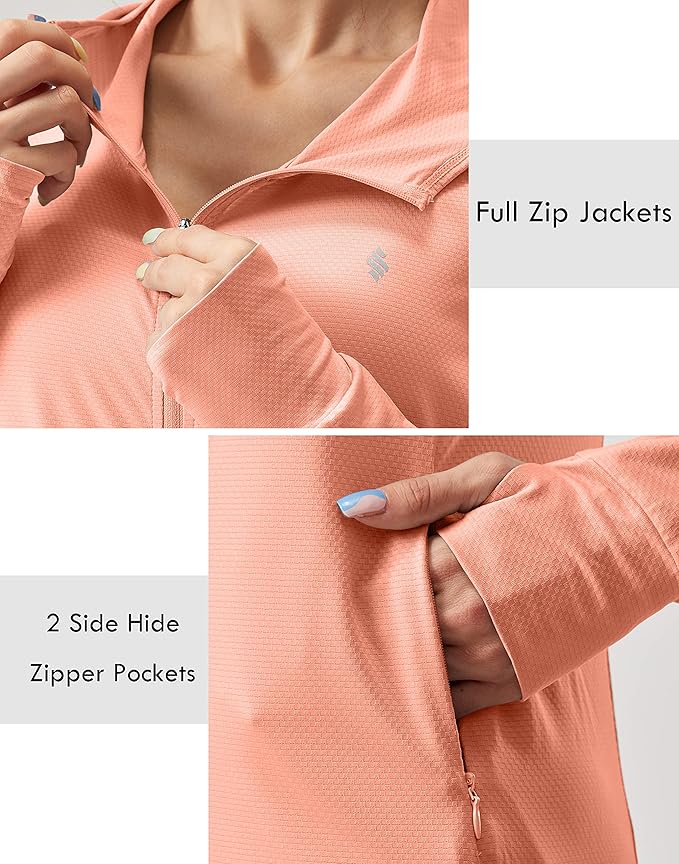Soothfeel Women's UPF 50+ Sun Protection Hoodie Jacket Lightweight Long Sleeve Sun Shirt for Women with Pocket Hiking Outdoor