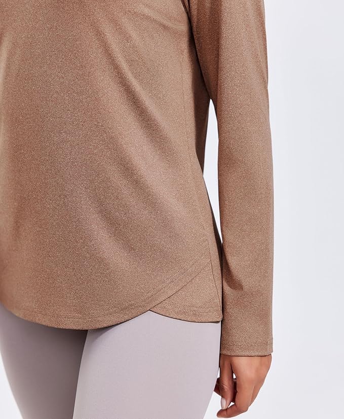 PINSPARK Workout Tops for Women Long Sleeve Athletic Shirt Quarter Zip Running Shirts Stretchy UPF 50+ Yoga Hiking Tee Top