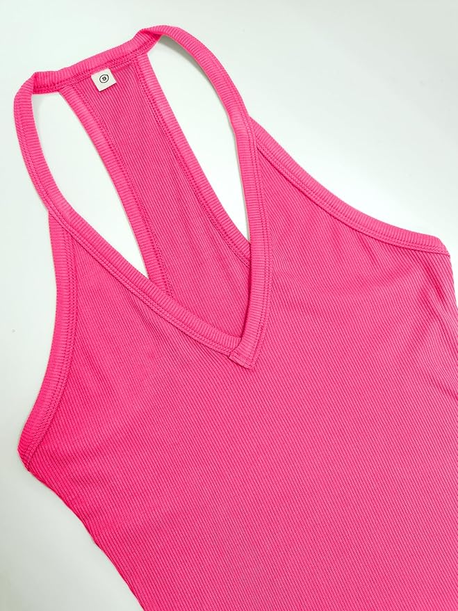 iGENJUN Workout Tops for Women Racerback Basic Tank Summer 2026 Camisole V Neck Slim Fit Ribbed Sleeveless