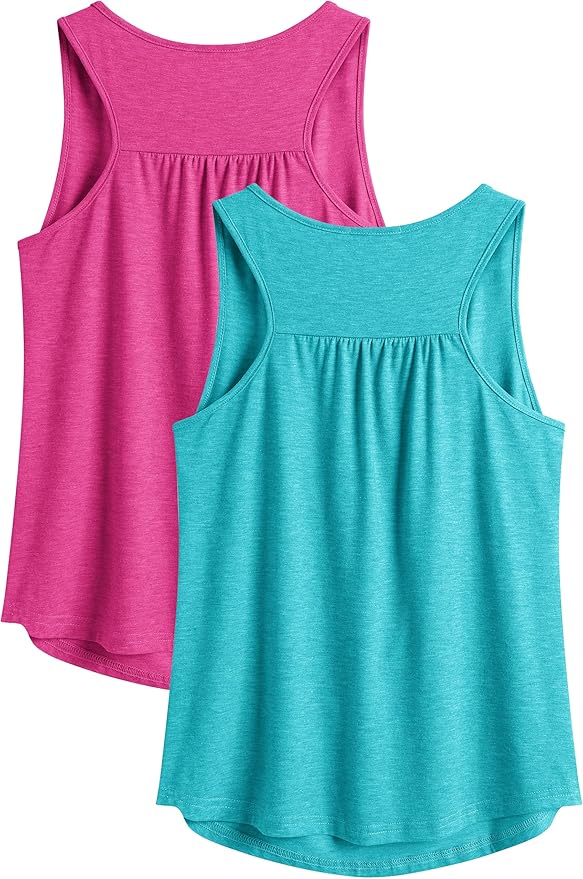 PINSPARK Workout Tops for Women Racerback Tank Tops Sleeveless Athletic Running Shirts Lightweight Yoga Gym Tank,2 Pack S-3XL