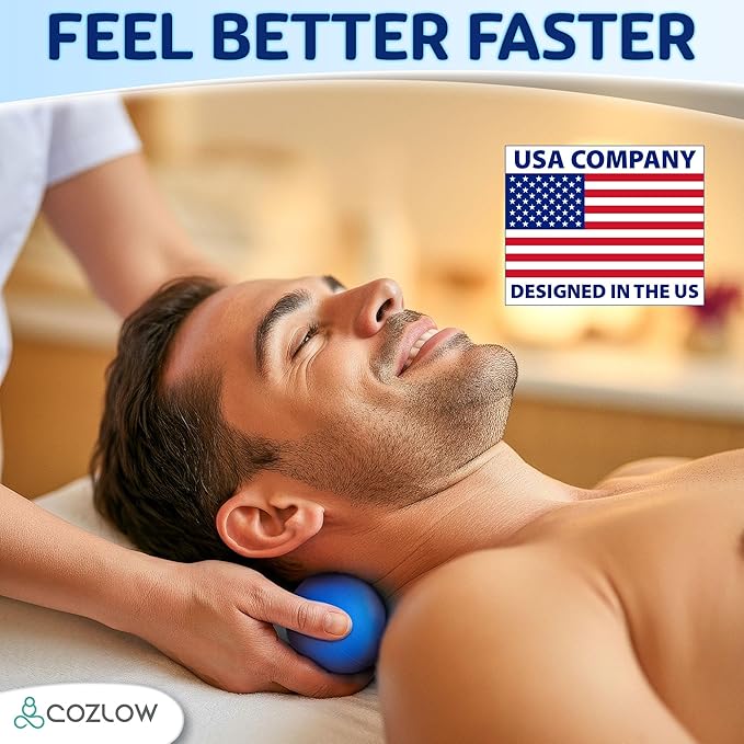 COZLOW Double Lacrosse Silicone Massage Ball - Cobalt Blue - Peanut Trigger Point Roller for Mobility, Deep Tissue Therapy, Myofascial Release - Acupressure Tool for Muscle Pain Relief