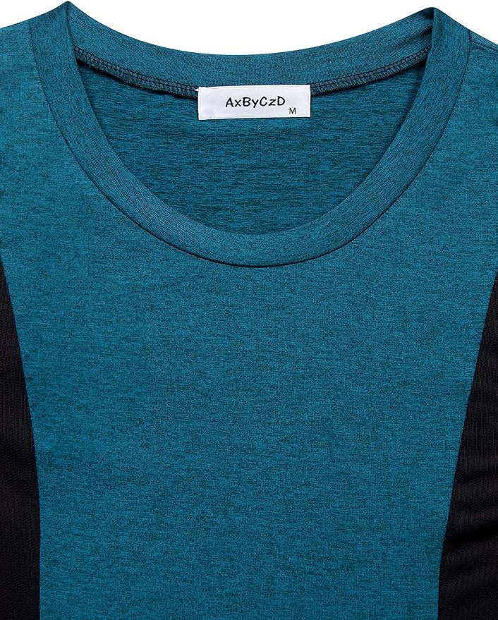 Womens Crewneck Long Sleeve Athletic Shirts Color Block Trendy Casual Workout Tops