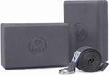 IUGA Yoga Blocks 2 Pack With Strap Non Slip High Density 9"x6"x3" Solid & Cork Yoga Block With Yoga Strap to Improve Strength Balance for Yoga Pilates Meditation