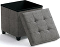 Ornavo Home Storage Ottoman with Legs, Square Cube Foot Rest Stool Seat, for Living Room, Bedroom, Home Office, Dorm - 15 x 15 x 15, Dark Gray
