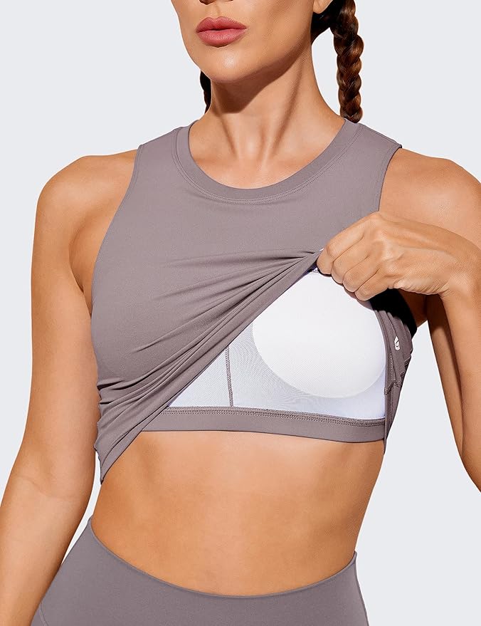 Natural Feelings Nudi Sports Bras for Women Removable Padded Yoga Tank Tops Sleeveless Fitness Workout Crop Tops