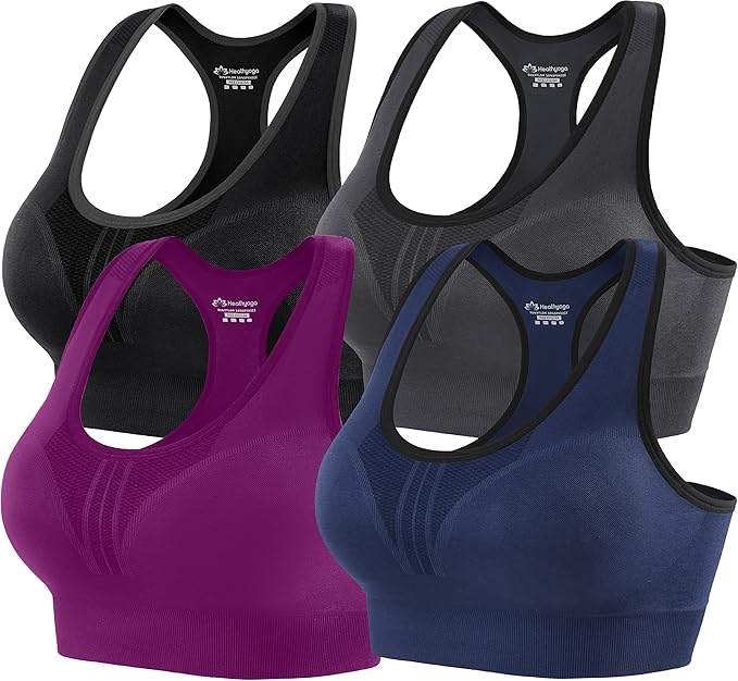 Heathyoga High Impact Sports Bras for Women High Support Padded Sports Bra Pack Racerback Bras for Women Workout Bra Sets