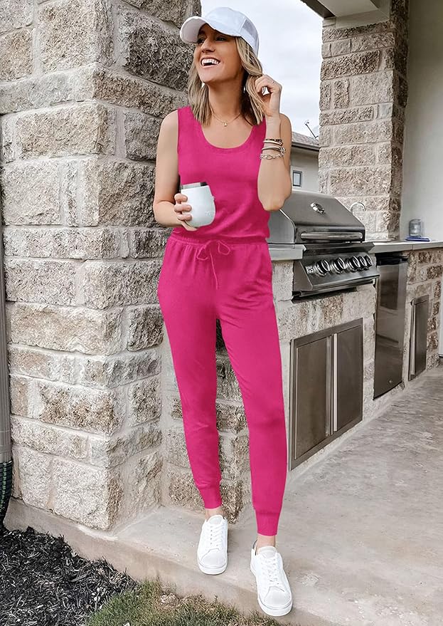 PRETTYGARDEN Women's Two Piece Outfit Sets Casual Summer Sleeveless Matching Lounge Wear Spring Travel Clothes Tracksuit