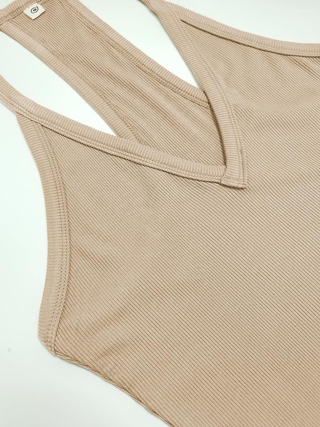 iGENJUN Workout Tops for Women Racerback Basic Tank Summer 2026 Camisole V Neck Slim Fit Ribbed Sleeveless