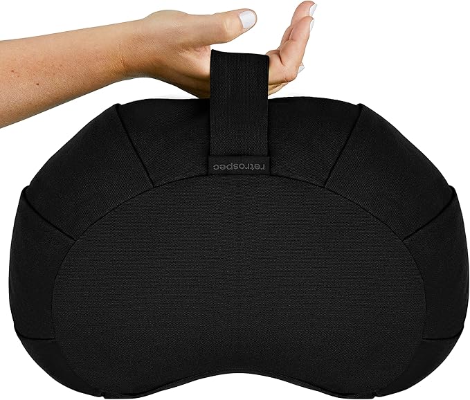 Retrospec Sedona Zafu Meditation Cushion Filled w/Buckwheat Hulls - Yoga Pillow for Meditation Practices - Machine Washable 100% Cotton Cover & Durable Carry Handle, Crescent, Black (Pack of 4)