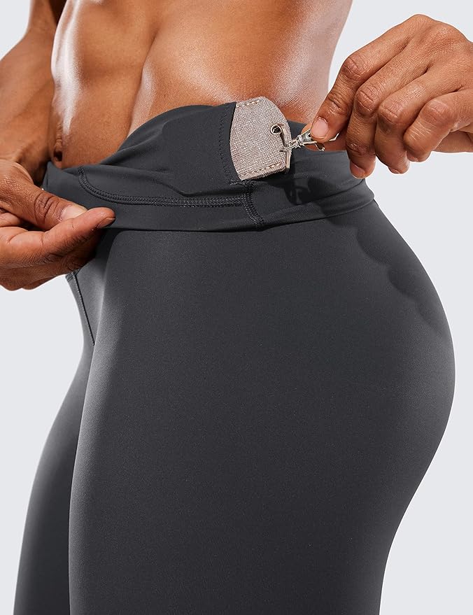 CRZ YOGA Women's Hugged Feeling Compression Leggings 25 Inches - Thick High Waisted Tummy Control Workout Pants Tights
