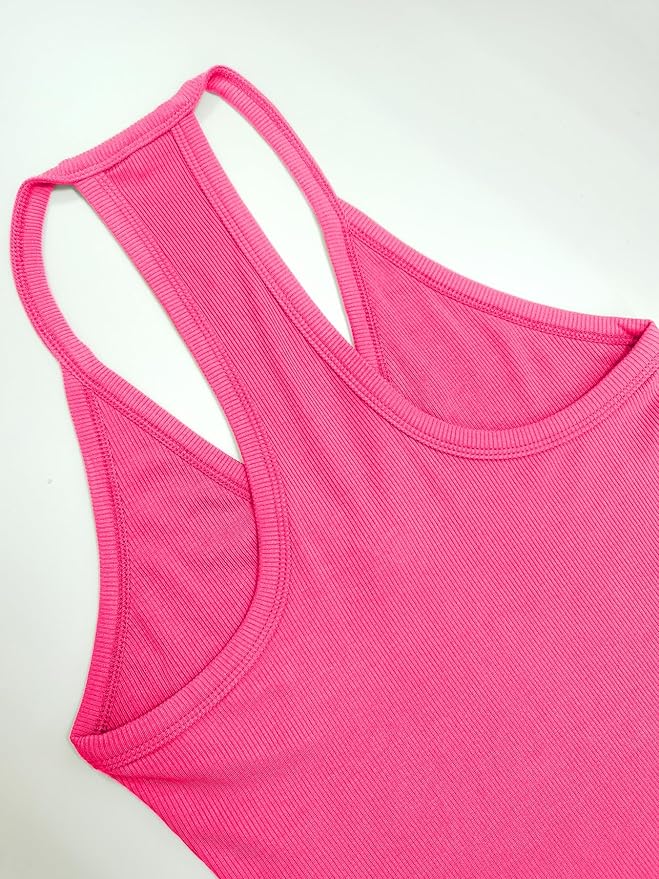iGENJUN Workout Tops for Women Racerback Basic Tank Summer 2026 Camisole V Neck Slim Fit Ribbed Sleeveless