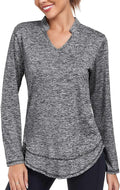 Absttith Women's Long Sleeve Workout Shirts Running Yoga Tops Athletic V Neck Sport Tee Side Split