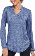 Absttith Women's Long Sleeve Workout Shirts Running Yoga Tops Athletic V Neck Sport Tee Side Split