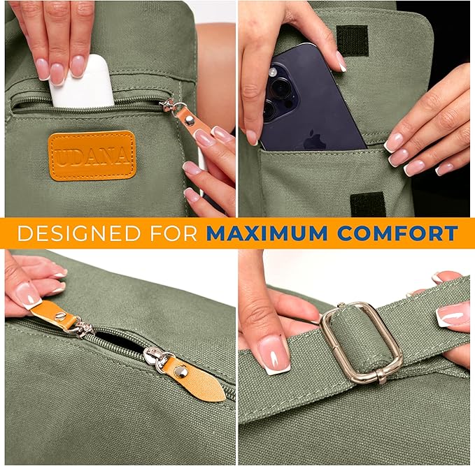 UDANA Yoga Mat Bag – Heavy Duty Canvas Carrier with 3 Pockets & Full Zip – Available in 3 Sizes (16L, 18L, 34L) - Multiple Colors