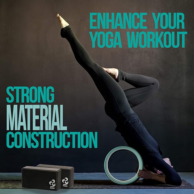 Yoga Wheel with Beginners Guide & Yoga Strap - Back Pain and Tension Relief. Comfy Roller for Stretching, Increase Flexibility. Home Exercise Kit. Ideal for Women Yogis. Improve your Posture.
