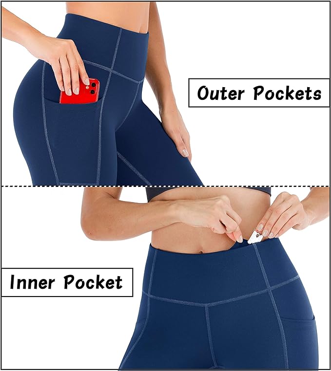 Heathyoga Leggings with Pockets for Women Tummy Control High Waisted Yoga Pants Women Compression Workout Leggings