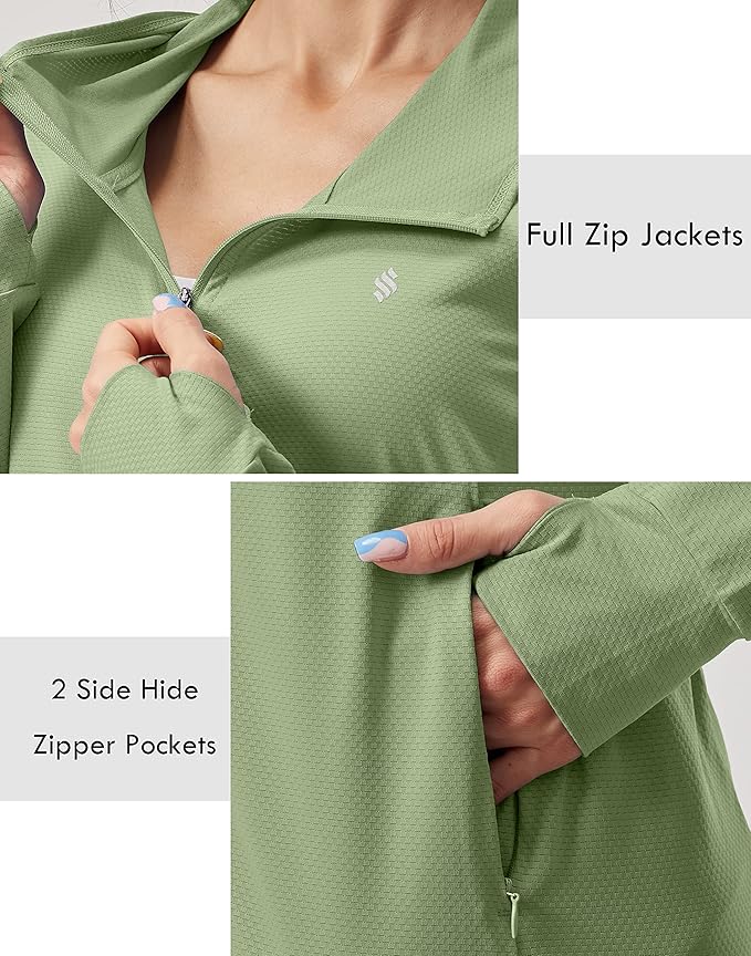 Soothfeel Women's UPF 50+ Sun Protection Hoodie Jacket Lightweight Long Sleeve Sun Shirt for Women with Pocket Hiking Outdoor