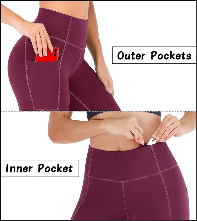 Heathyoga Leggings with Pockets for Women Tummy Control High Waisted Yoga Pants Women Compression Workout Leggings