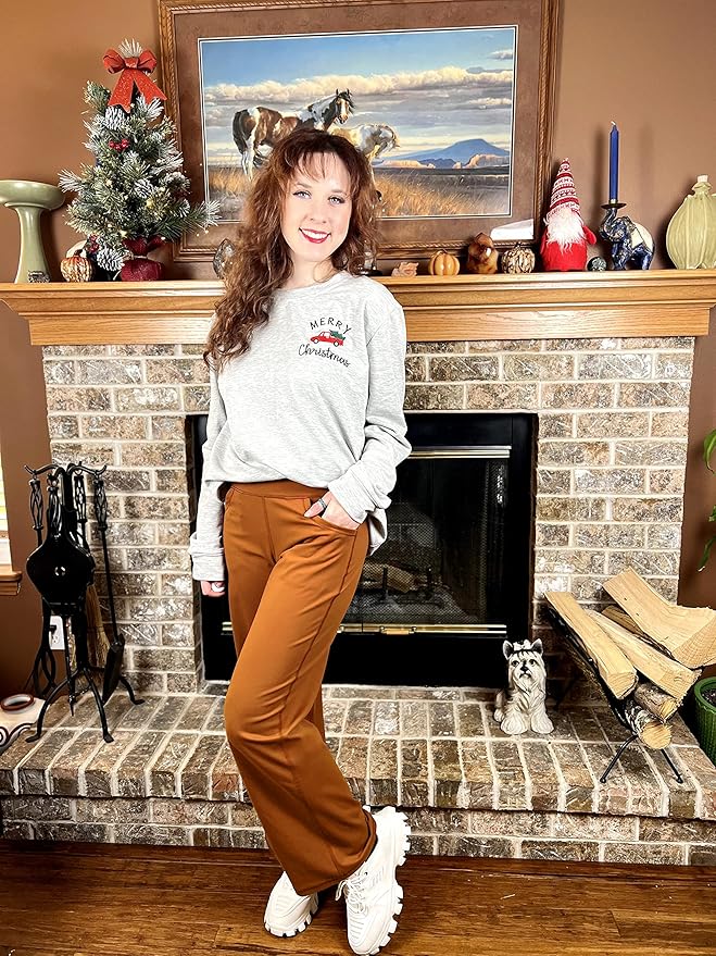 Promover Wide Leg Pants Woman Yoga Pants with Pockets Stretch Loose Casual Lounge Sweatpants Petite/Regular/Tall