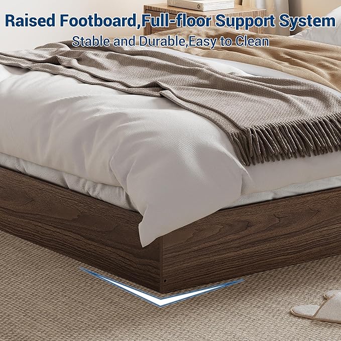 GarveeHome Queen Size Wood Platform Bed Frame,Wooden Bed Frame Without Headboard, Wood Slat Support,No Box Spring Needed, Easy Assembly