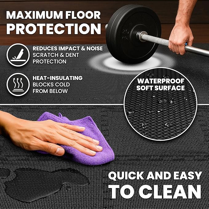 bemaxx Gym Mats Set - 18 pcs EVA Interlocking Foam Floor Tiles (12.6"x12.6"x0.4") 18sqft Protective Gym Flooring Sports Home Workout Exercise Mats Puzzle Garage Fitness Play-Room Pool Treadmill Bike